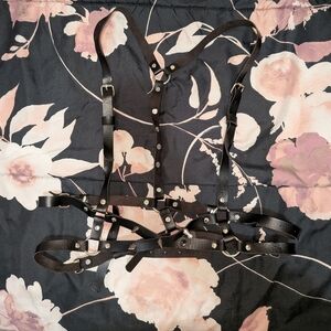 SHEIN black harness with silver studs and spikes